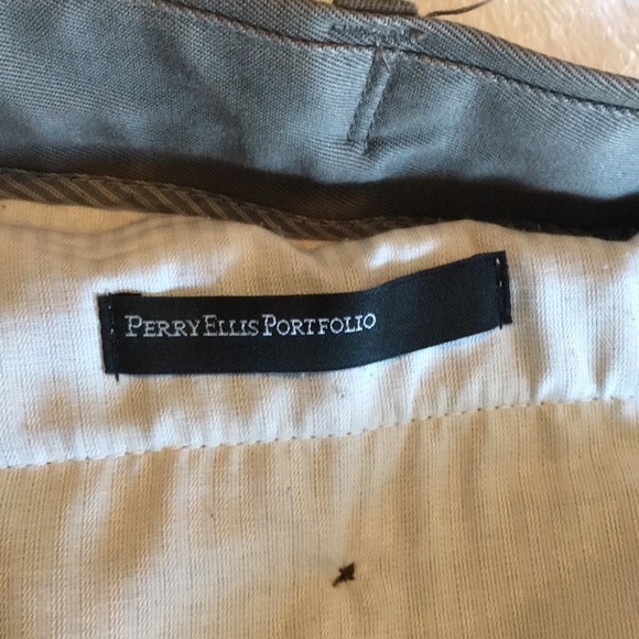 Perry Ellis Portfolio tan casual zip front pants w/side back pockets size 34/29 - Picture 3 of 5